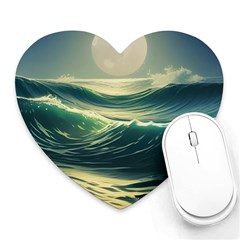 Ocean Sea Waves Tide Heart Mousepad by Simbadda