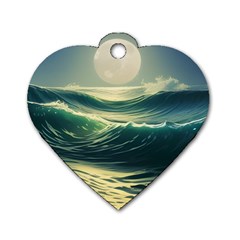 Ocean Sea Waves Tide Dog Tag Heart (two Sides) by Simbadda