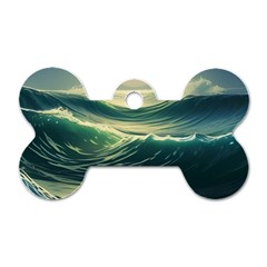 Ocean Sea Waves Tide Dog Tag Bone (one Side) by Simbadda