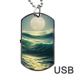 Ocean Sea Waves Tide Dog Tag Usb Flash (two Sides) by Simbadda