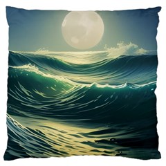 Ocean Sea Waves Tide Large Cushion Case (two Sides) by Simbadda