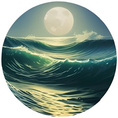 Ocean Sea Waves Tide Wooden Puzzle Round by Simbadda