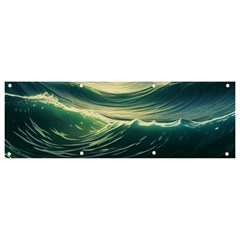 Ocean Sea Waves Tide Banner And Sign 9  X 3  by Simbadda