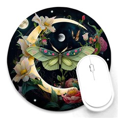 Flower Mot Moon Star Planet Round Mousepad