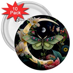 Flower Mot Moon Star Planet 3  Buttons (10 Pack)  by Simbadda