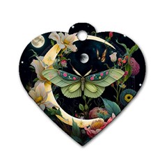 Flower Mot Moon Star Planet Dog Tag Heart (two Sides) by Simbadda