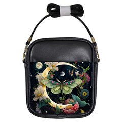 Flower Mot Moon Star Planet Girls Sling Bag by Simbadda