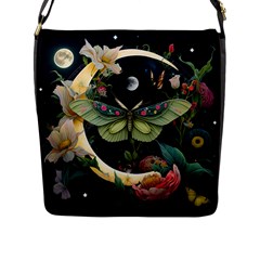 Flower Mot Moon Star Planet Flap Closure Messenger Bag (l) by Simbadda