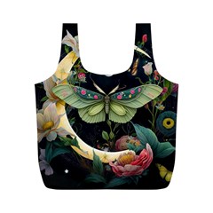 Flower Mot Moon Star Planet Full Print Recycle Bag (m) by Simbadda