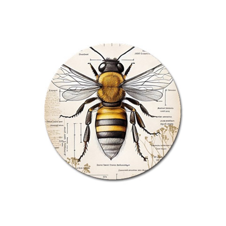 Bee Beekeeping Magnet 3  (Round)