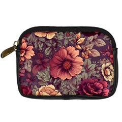 Flowers Pattern Digital Camera Leather Case by Simbadda