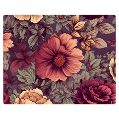 Flowers Pattern Two Sides Premium Plush Fleece Blanket (medium) by Simbadda