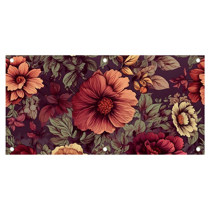 Flowers Pattern Banner and Sign 4  x 2 