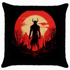 Demon Halloween Throw Pillow Case (black) by Simbadda