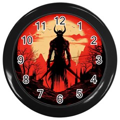 Demon Halloween Wall Clock (black) by Simbadda