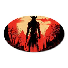 Demon Halloween Oval Magnet by Simbadda