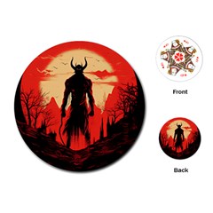 Demon Halloween Playing Cards Single Design (round) by Simbadda