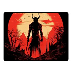 Demon Halloween Two Sides Fleece Blanket (small) by Simbadda