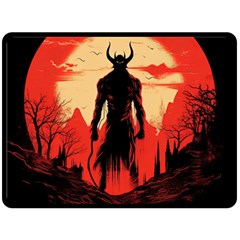 Demon Halloween Two Sides Fleece Blanket (large) by Simbadda