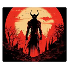 Demon Halloween Two Sides Premium Plush Fleece Blanket (small) by Simbadda