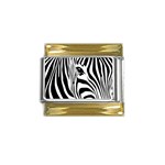 Animal Cute Pattern Art Zebra Gold Trim Italian Charm (9mm) Front