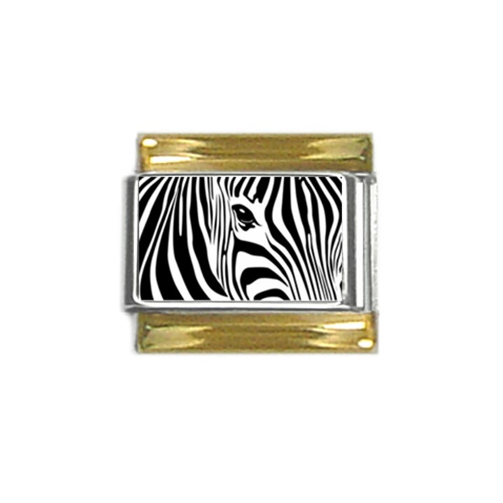 Animal Cute Pattern Art Zebra Gold Trim Italian Charm (9mm)