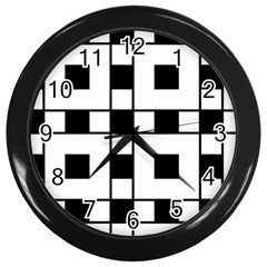 Black And White Pattern Wall Clock (Black)