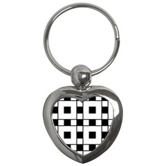 Black And White Pattern Key Chain (heart) by Amaryn4rt