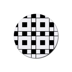 Black And White Pattern Rubber Coaster (Round)