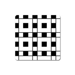 Black And White Pattern Square Magnet by Amaryn4rt