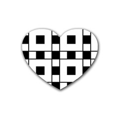 Black And White Pattern Rubber Heart Coaster (4 pack)