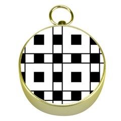 Black And White Pattern Gold Compasses by Amaryn4rt