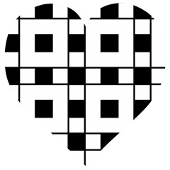 Black And White Pattern Wooden Puzzle Heart