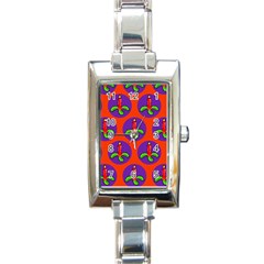 Christmas Candles Seamless Pattern Rectangle Italian Charm Watch by Amaryn4rt