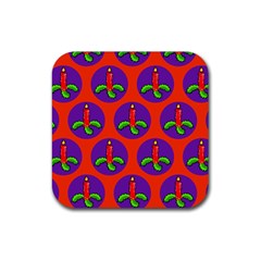 Christmas Candles Seamless Pattern Rubber Coaster (square) by Amaryn4rt