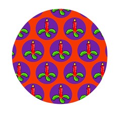 Christmas Candles Seamless Pattern Mini Round Pill Box by Amaryn4rt