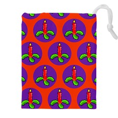 Christmas Candles Seamless Pattern Drawstring Pouch (5xl) by Amaryn4rt