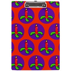 Christmas Candles Seamless Pattern A4 Acrylic Clipboard by Amaryn4rt