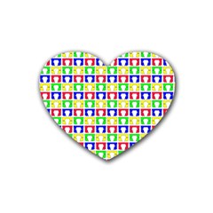 Colorful Curtains Seamless Pattern Rubber Heart Coaster (4 Pack) by Amaryn4rt