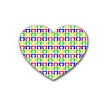 Colorful Curtains Seamless Pattern Rubber Heart Coaster (4 pack) Front