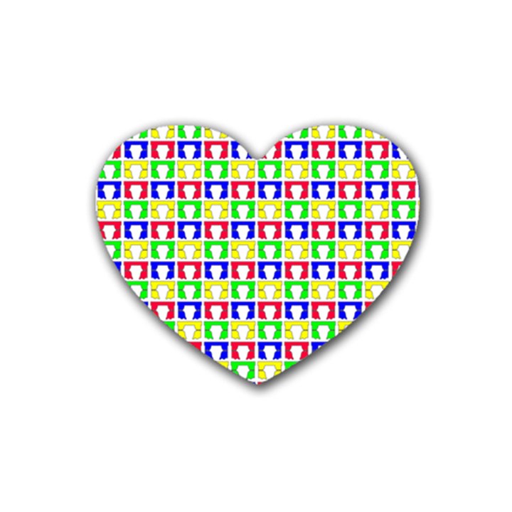 Colorful Curtains Seamless Pattern Rubber Heart Coaster (4 pack)