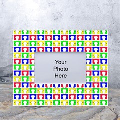 Colorful Curtains Seamless Pattern White Tabletop Photo Frame 4 x6  by Amaryn4rt