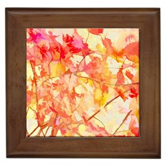 Monotype Art Pattern Leaves Colored Autumn Framed Tile by Amaryn4rt