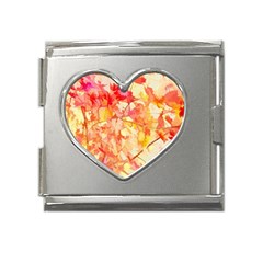 Monotype Art Pattern Leaves Colored Autumn Mega Link Heart Italian Charm (18mm)