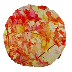 Monotype Art Pattern Leaves Colored Autumn Large 18  Premium Round Cushions by Amaryn4rt