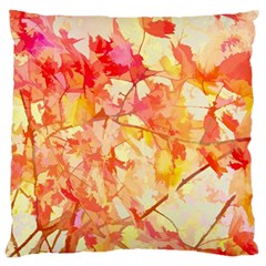 Monotype Art Pattern Leaves Colored Autumn Large Premium Plush Fleece Cushion Case (one Side)