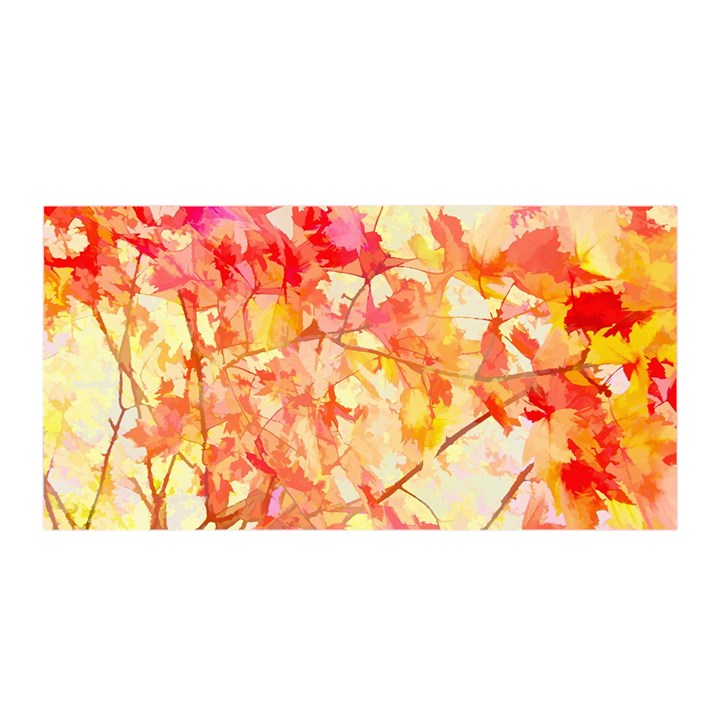 Monotype Art Pattern Leaves Colored Autumn Satin Wrap 35  x 70 