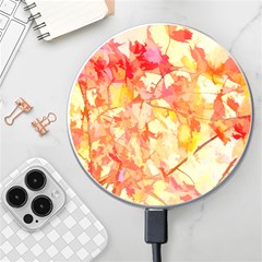 Monotype Art Pattern Leaves Colored Autumn Wireless Fast Charger(white) by Amaryn4rt