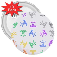 Rainbow Clown Pattern 3  Buttons (10 Pack)  by Amaryn4rt