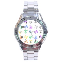 Rainbow Clown Pattern Stainless Steel Analogue Watch by Amaryn4rt